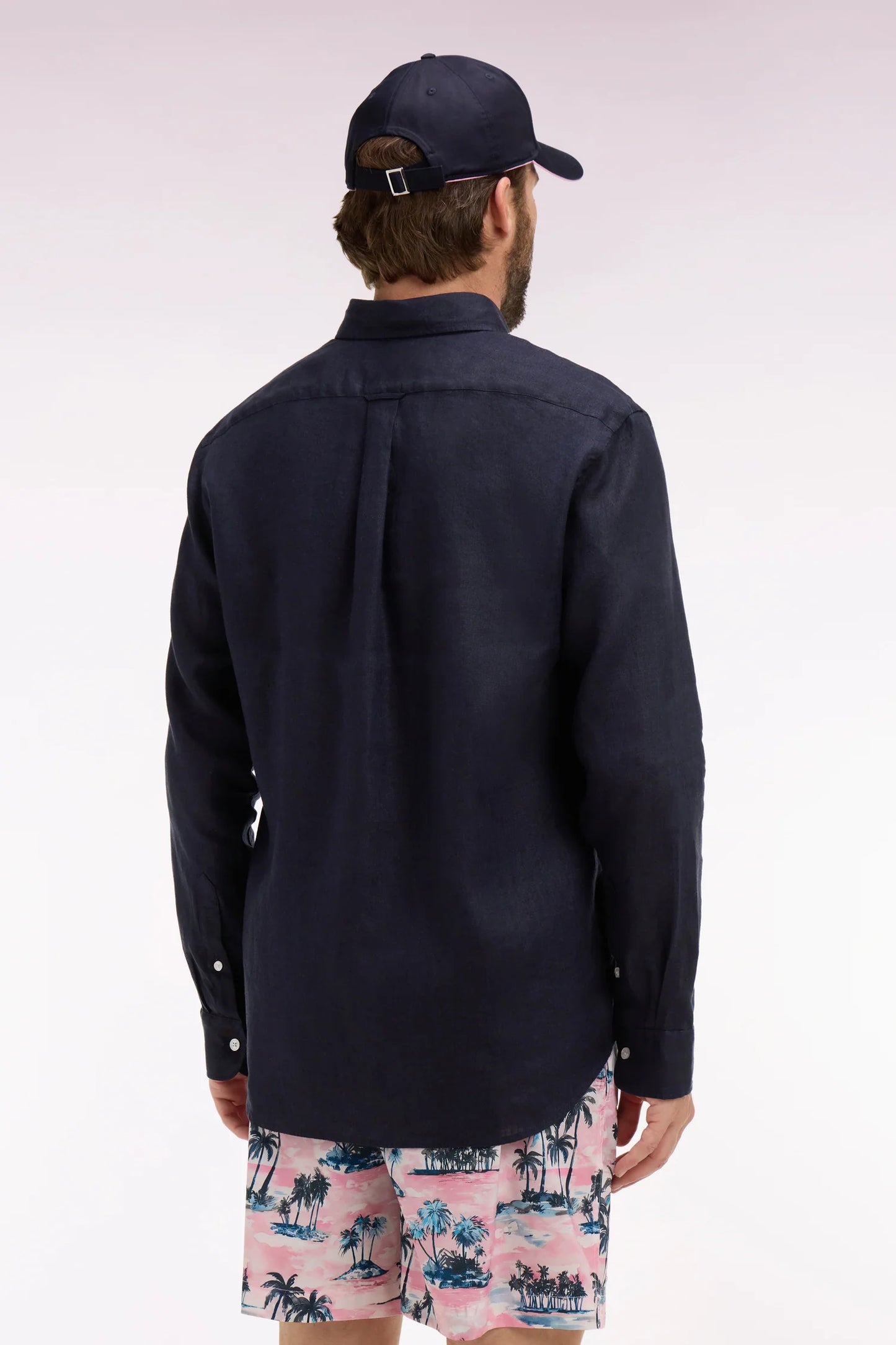 Eden Park | Chemise droite en lin blanc - Marine