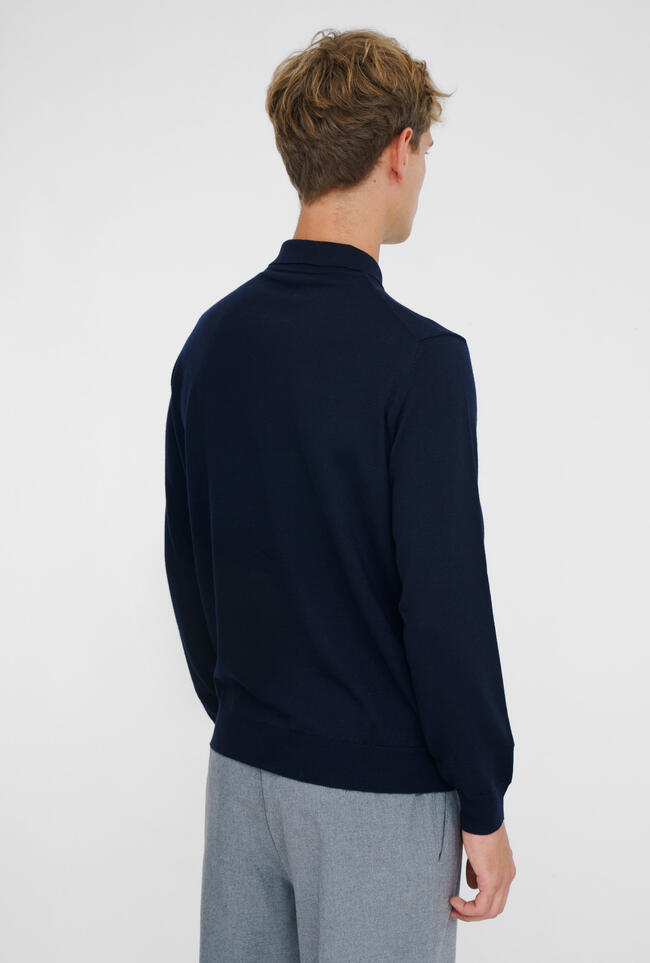 Ferrante | Polo en laine mérinos - Bleu marine