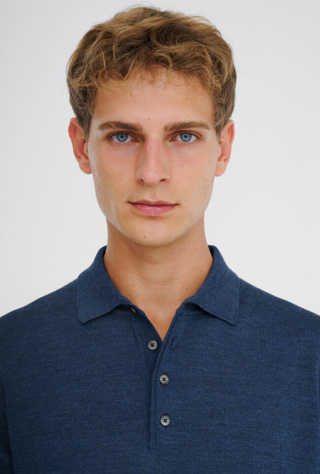 Ferrante | Polo en laine mérinos - Bleu
