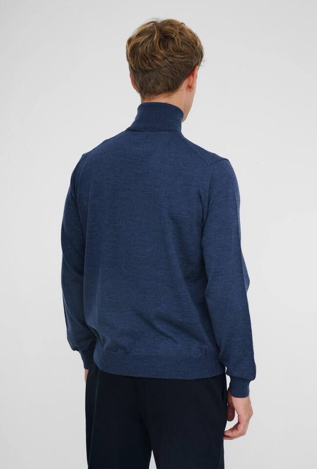 Ferrante | Pull en laine mérinos Col roulé - Bleu