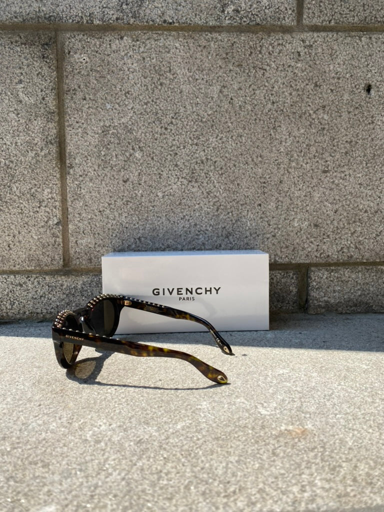 Givenchy | Lunettes de soleil cloutées arrondies- Brun foncé/argent