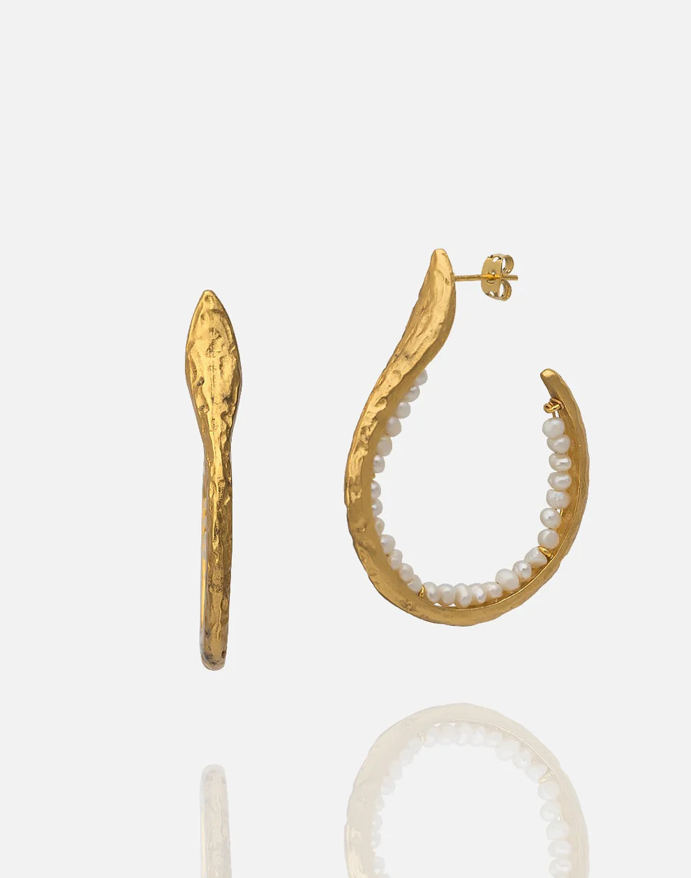 RM Kandy - Beaded Hoop Earrings - 21K Gold Plated