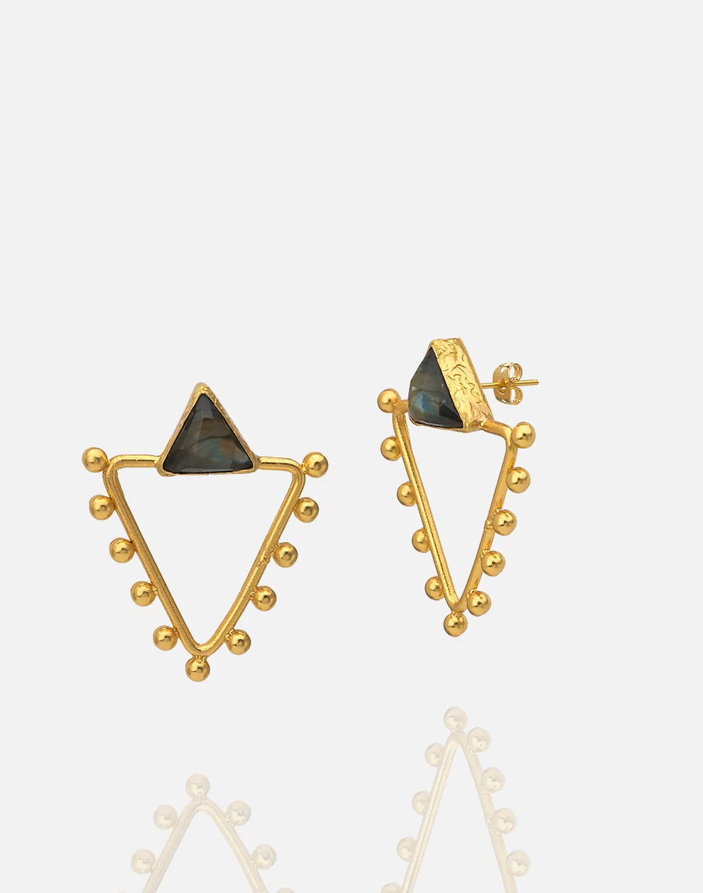 RM KANDY | Boucles d'oreilles triangle "Alaia" - Labradorite pierres semi-précieuses