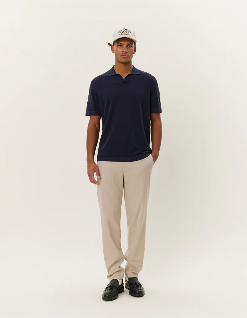 Les Deux | Polo en lin "Emmanuel" - Bleu Marine