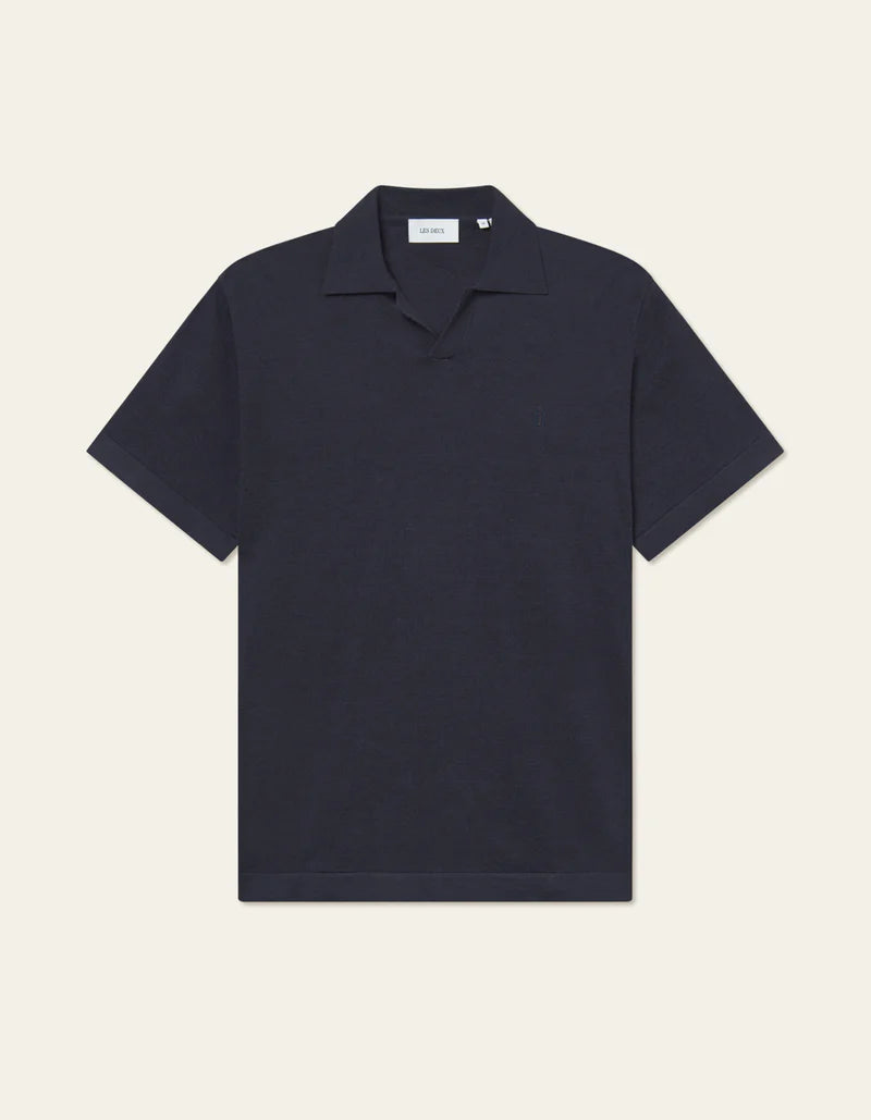 Les Deux | Polo en lin "Emmanuel" - Bleu Marine