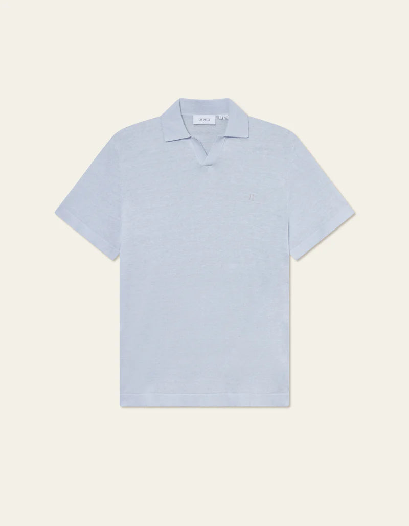 Les Deux | Polo en lin "Emmanuel" - Bleu clair