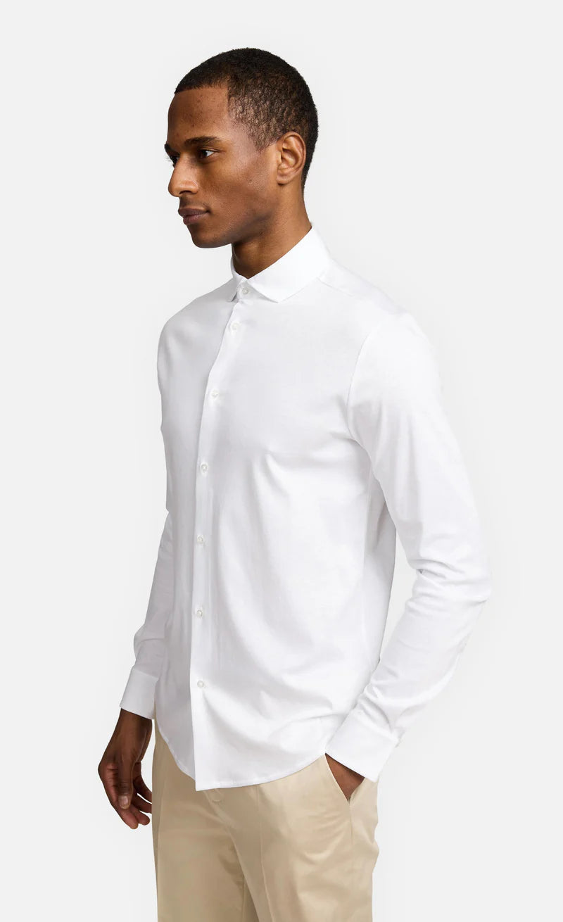 Kiefermann | Chemise en jersey de coton mercerisé- Blanche