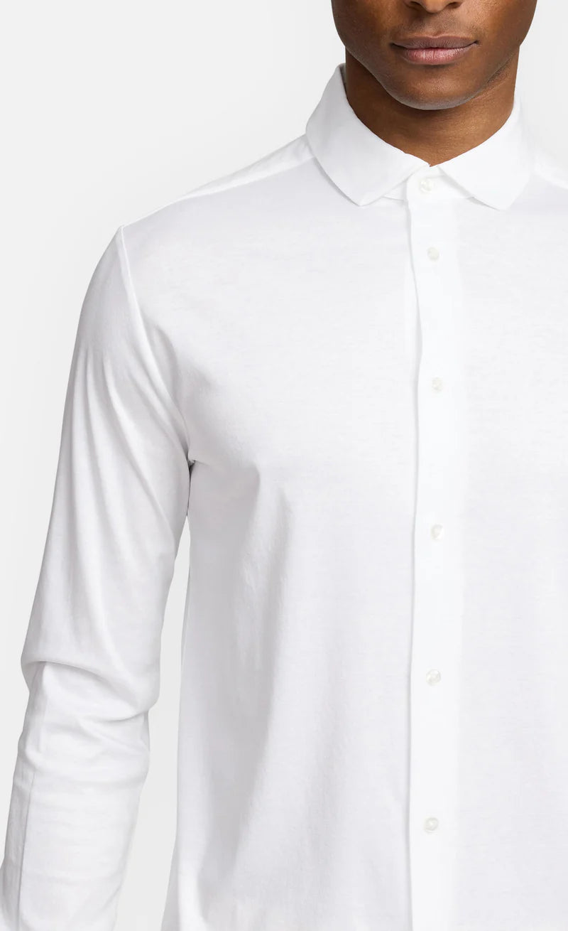 Kiefermann | Chemise en jersey de coton mercerisé- Blanche