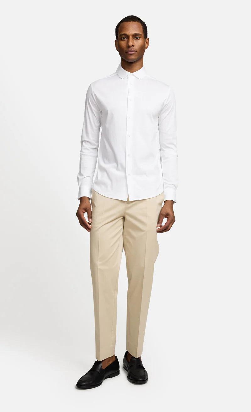 Kiefermann | Chemise en jersey de coton mercerisé- Blanche