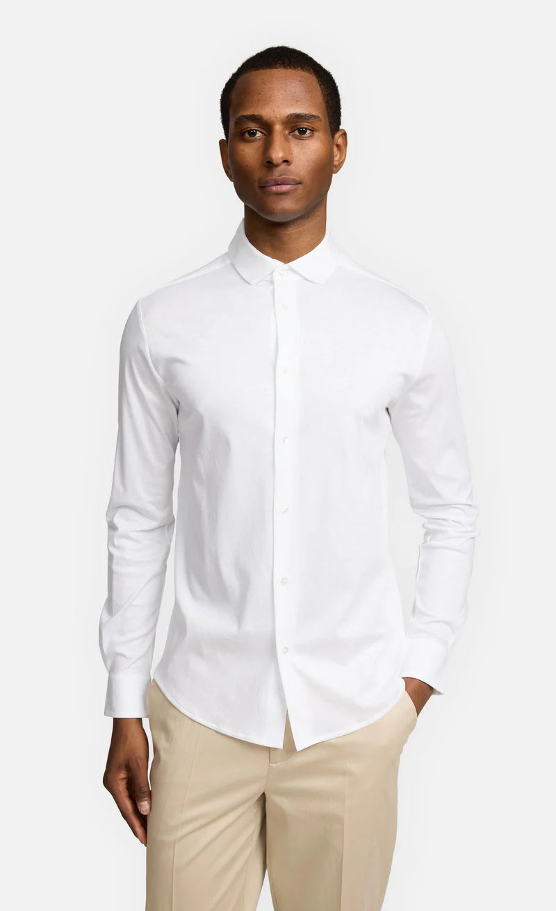 Kiefermann | Chemise en jersey de coton mercerisé- Blanche