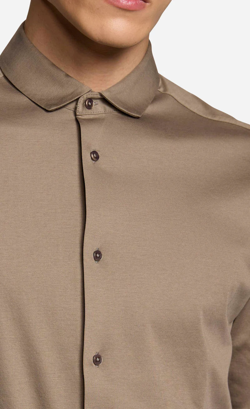 Kiefermann | Chemise en jersey de coton mercerisé- Taupe