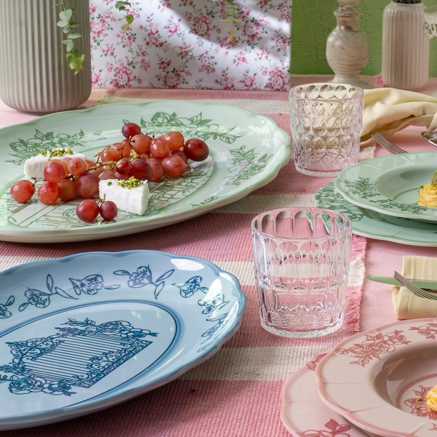 GRAND PLAT DE SERVICE OVALE "JOSEPHINE" - Vert