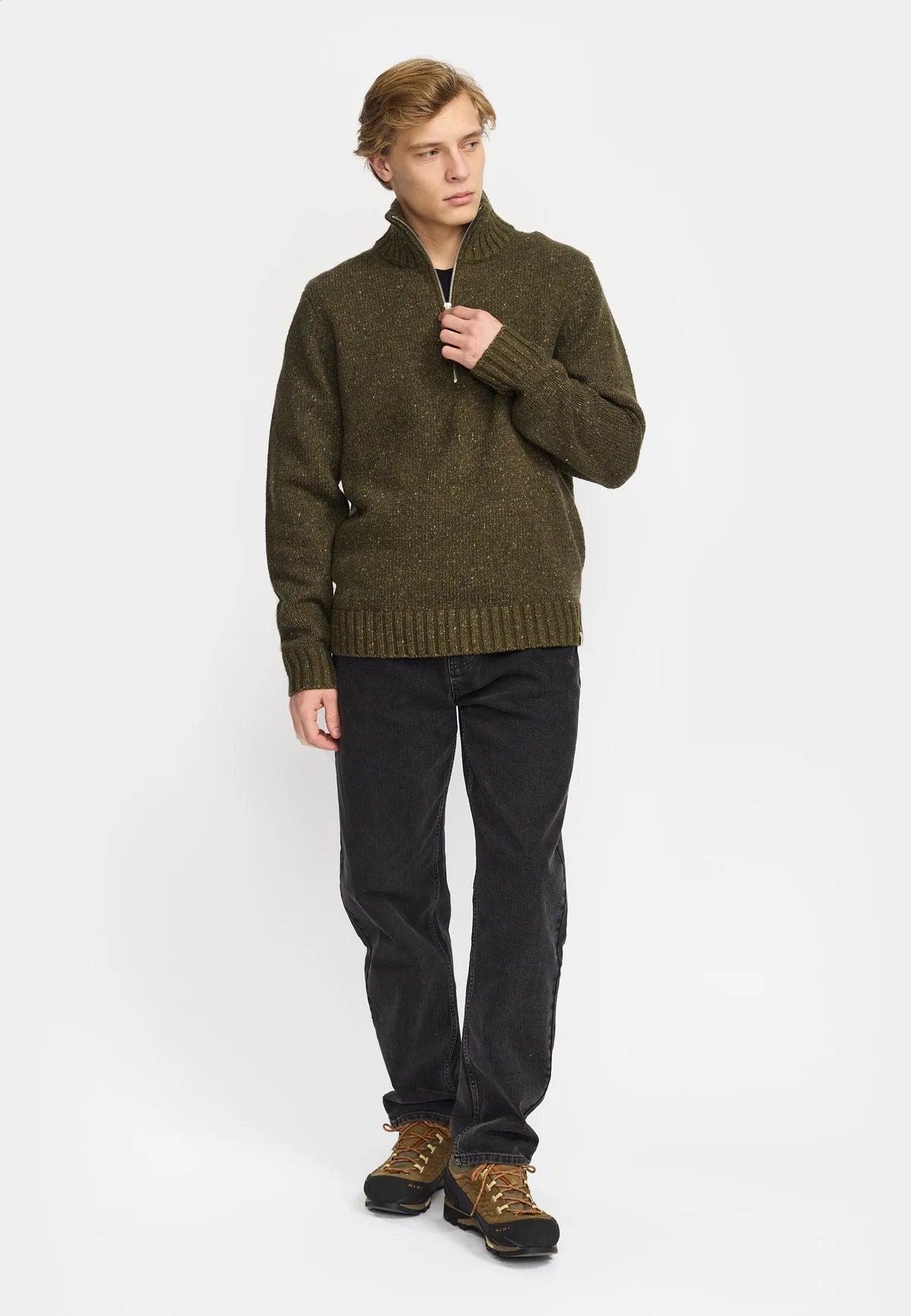 Revolution | Pull en tricot à demi-zip "6619" - Armée