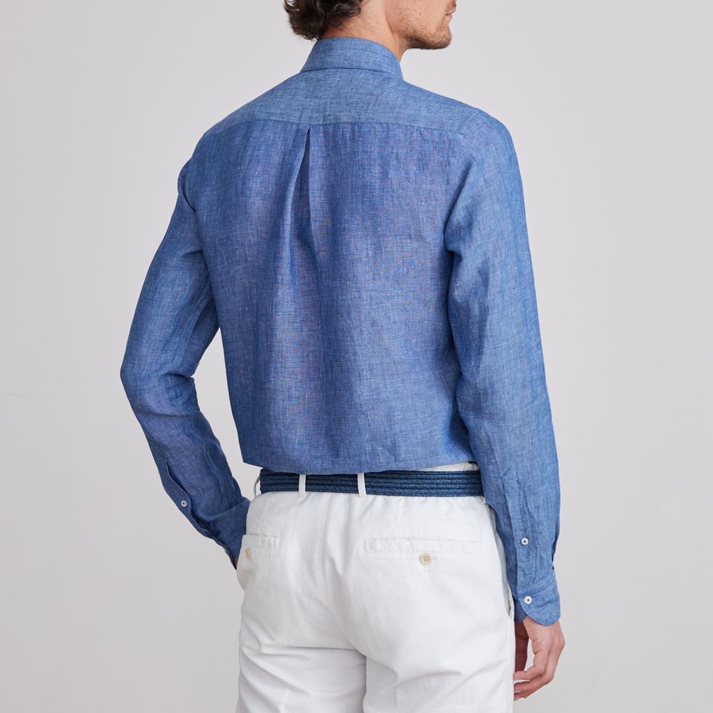 Emanuel Berg | Chemise en lin ''Havard'' - Bleu Moyen