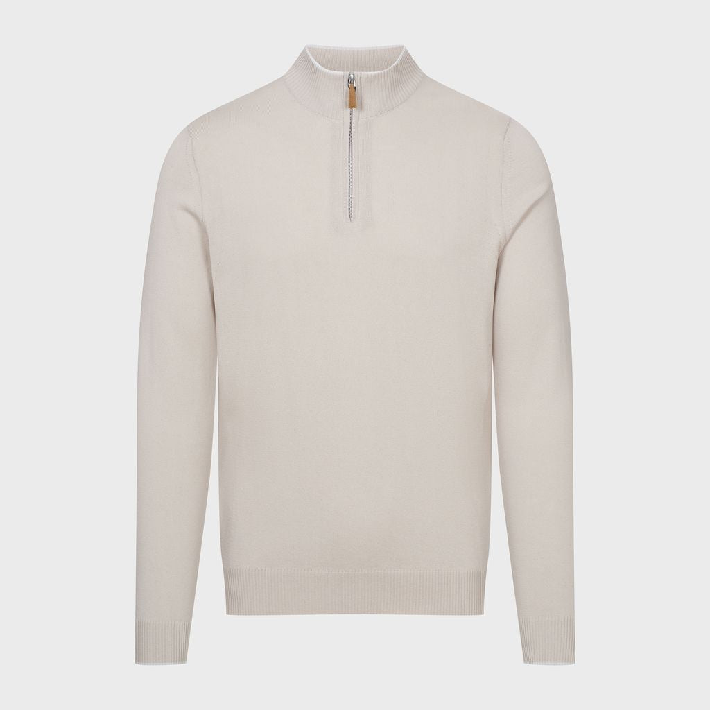EMANUEL BERG | Polo à col montant et demi-zip - Beige clair