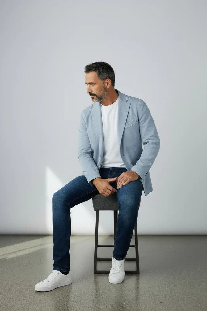 EMANUEL BERG | Veste souple déstructurée en coton délavé - Bleu clair