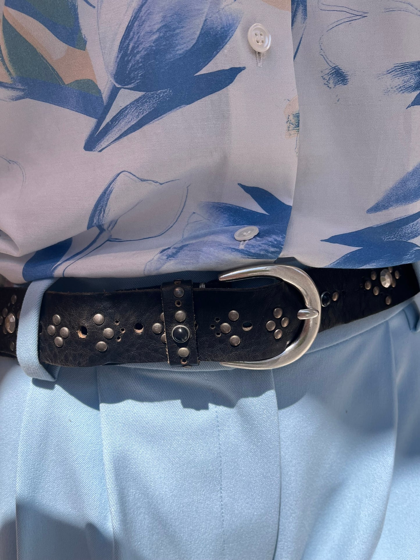 B.BELT - CEINTURE "VERA" boucle ARGENT - Noir