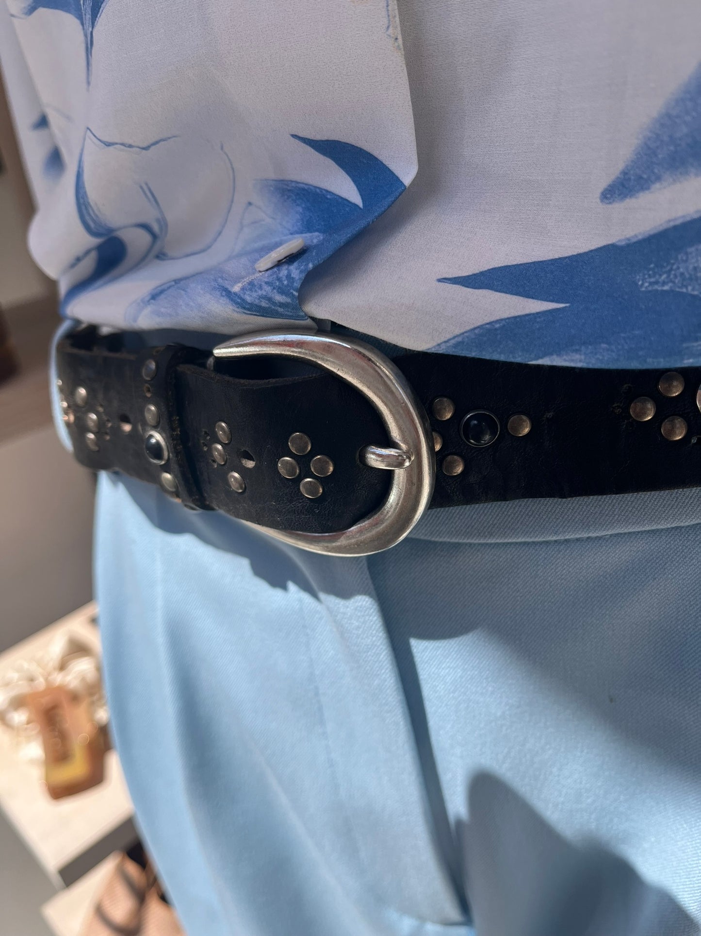 B.BELT - CEINTURE "VERA" boucle ARGENT - Noir