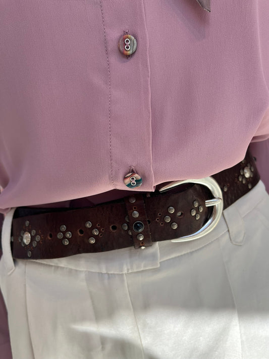 B.BELT - LAZER CUT ''J'' BELT - GRAY TAUPE