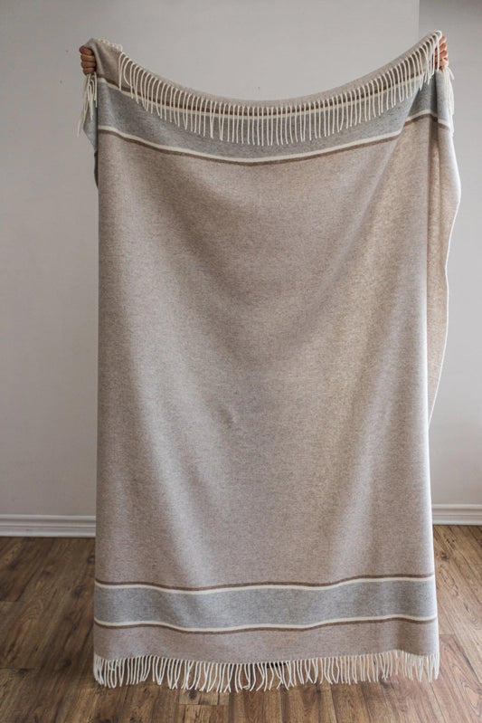 Linen Way | Couverture Oslo Cashemire - Beige et Gris