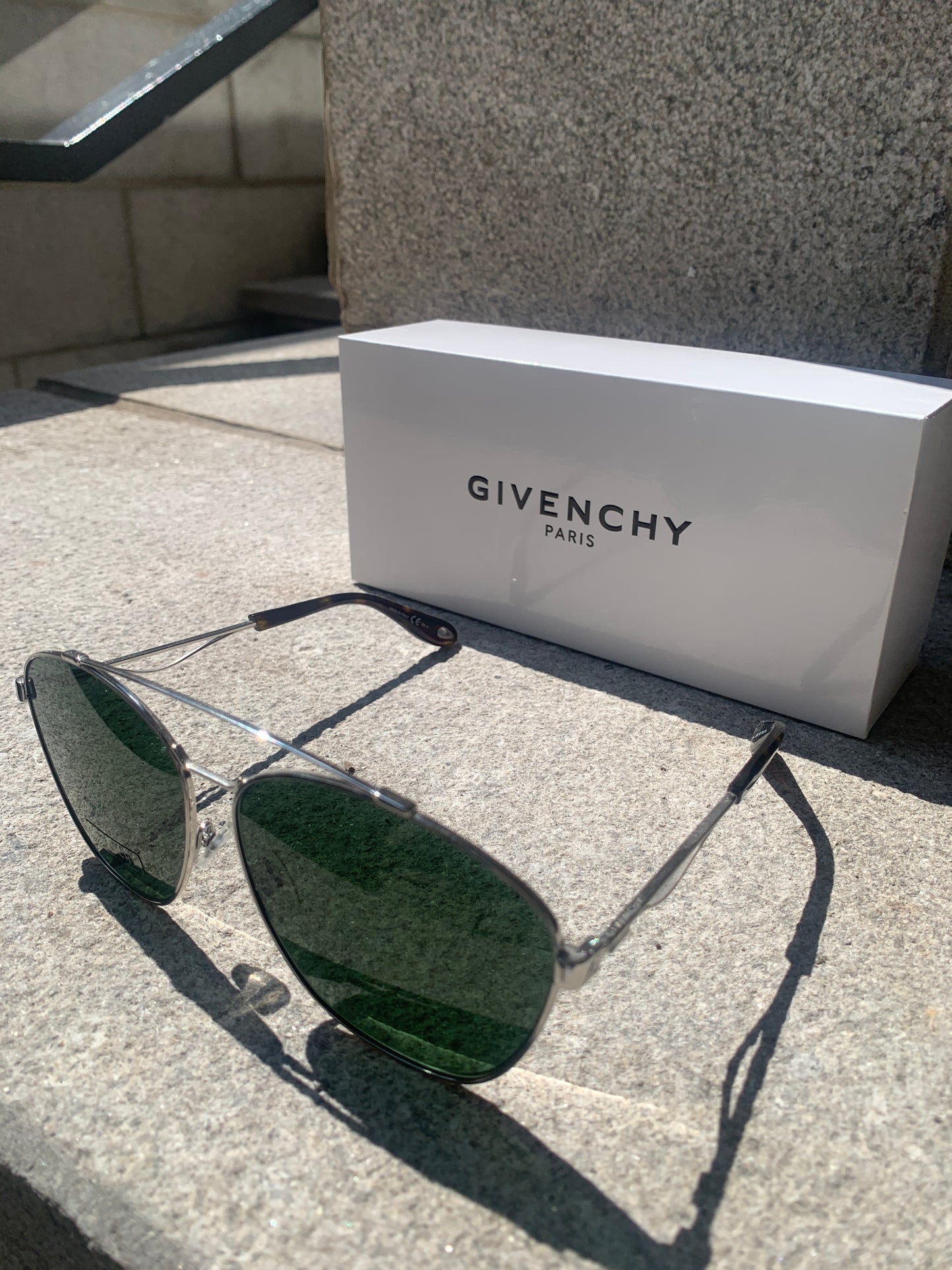 Givenchy | Lunettes de soleil aviateur 7049/S - Monture argent/ Verres vert