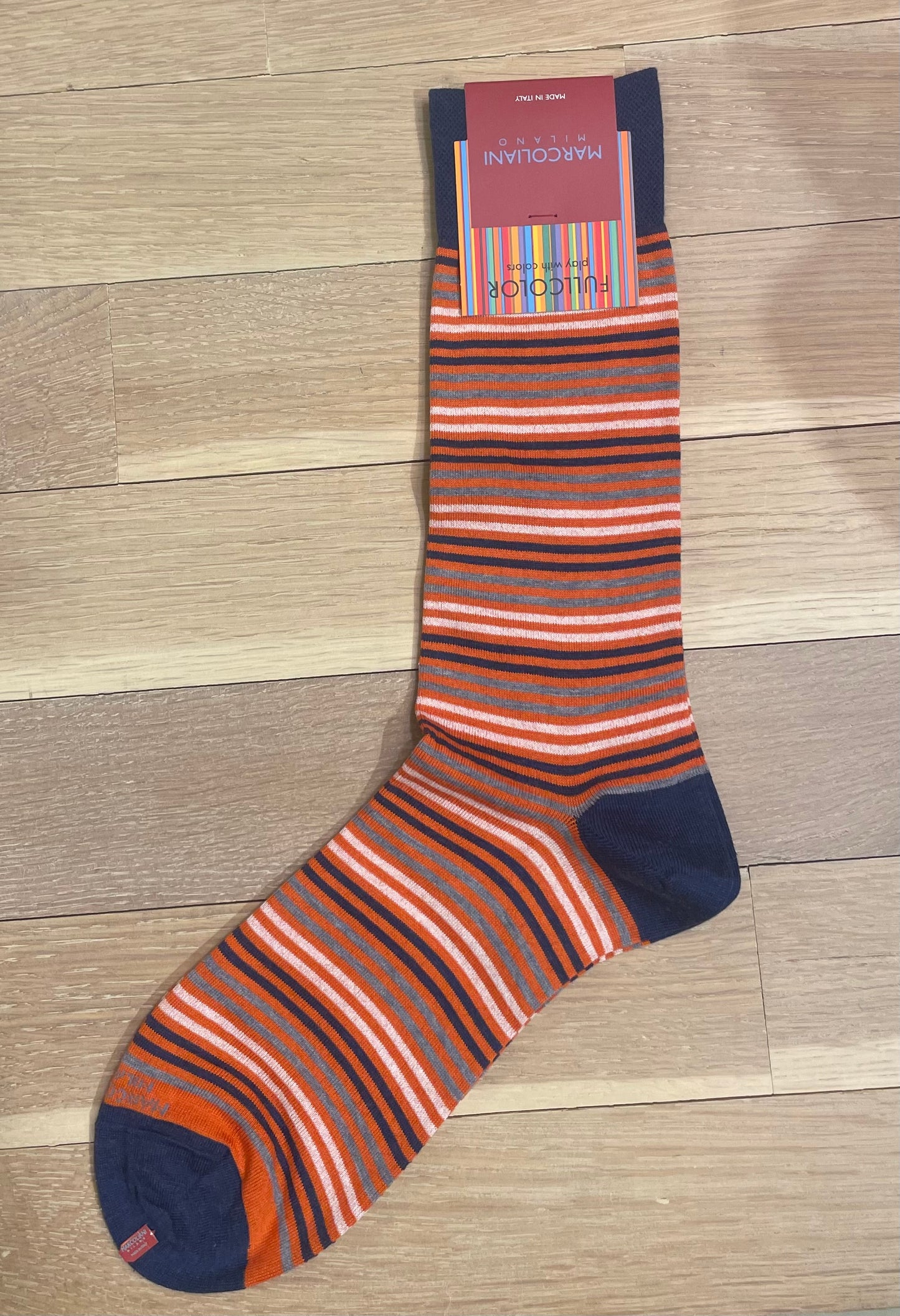 Marcoliani - Chaussettes colorées à fines rayures - Orange
