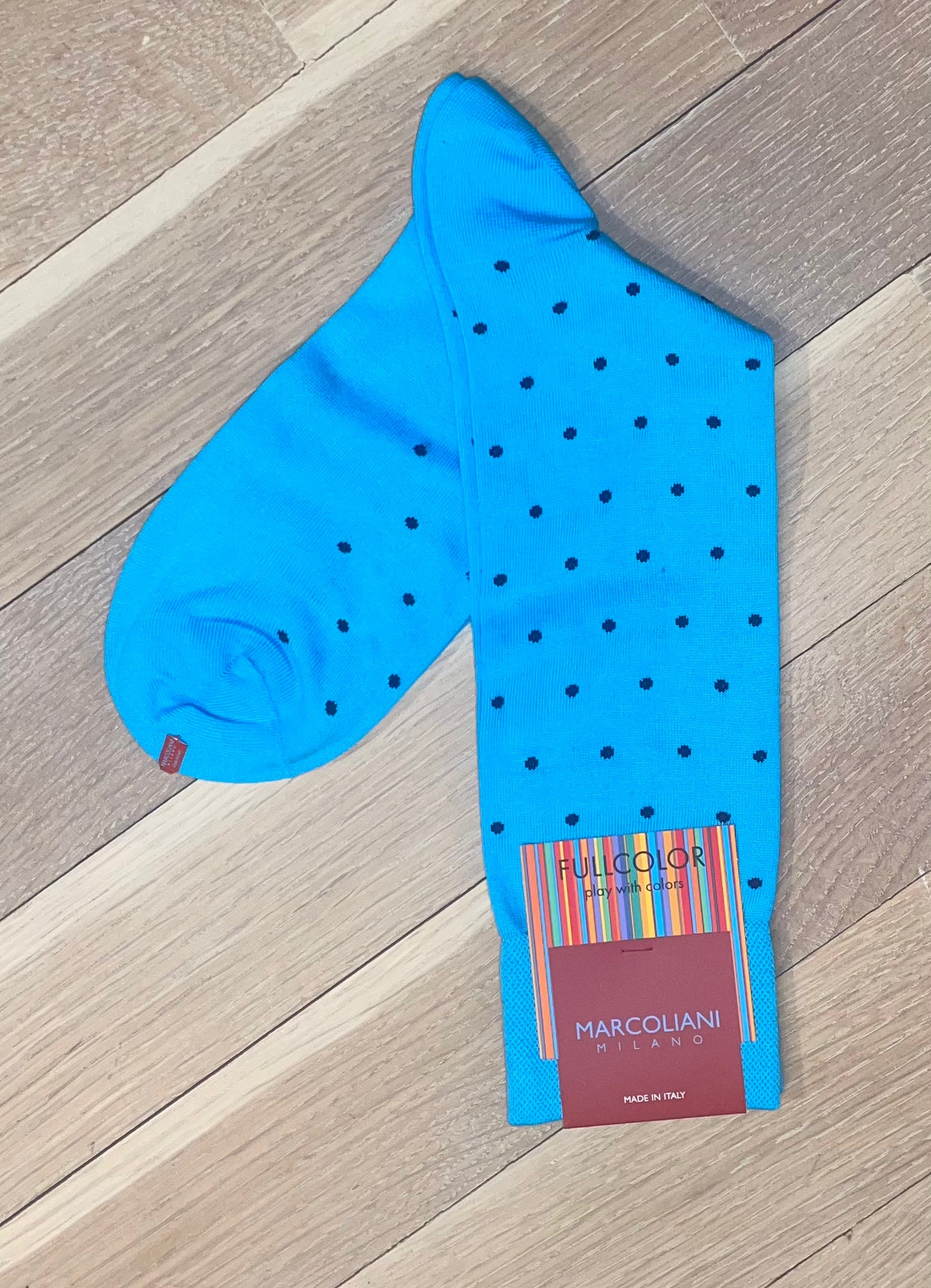 Marcoliani - Chaussettes colorées à pois  - Bleu Turquoise