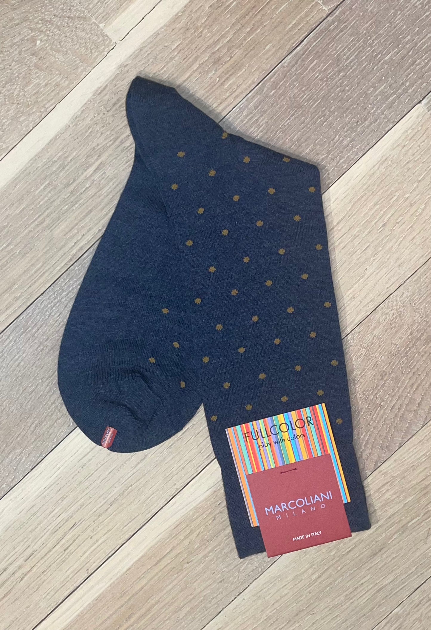 Marcoliani - Chaussettes colorées à pois  - Denim bleu foncé