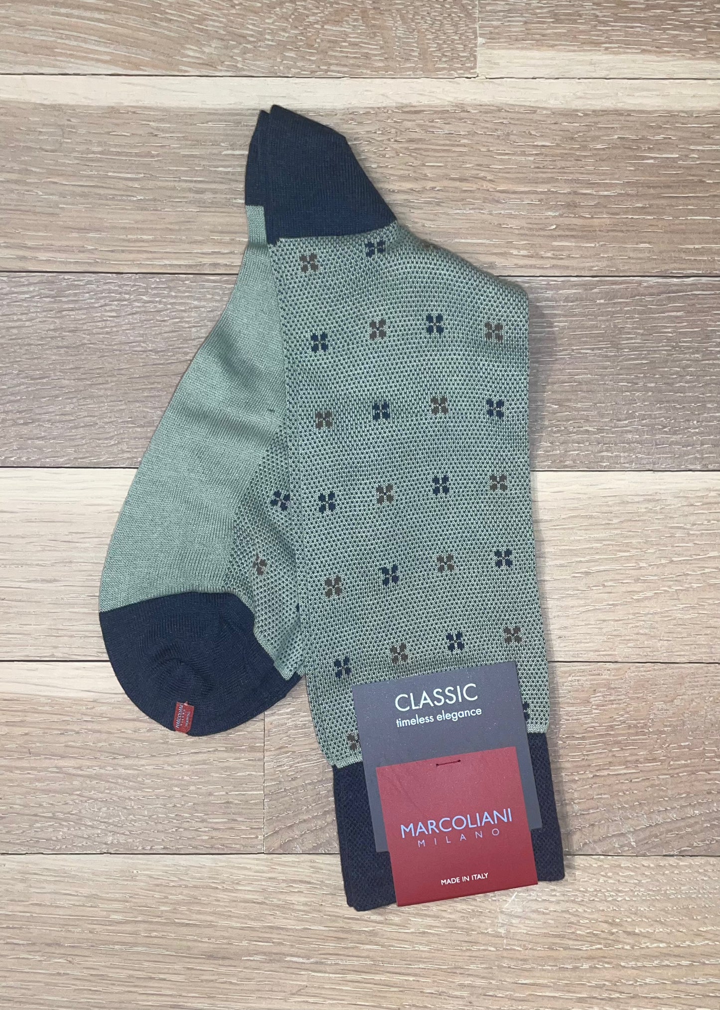 Marcoliani - Chaussettes en mélange de coton à motif floral - Sauge