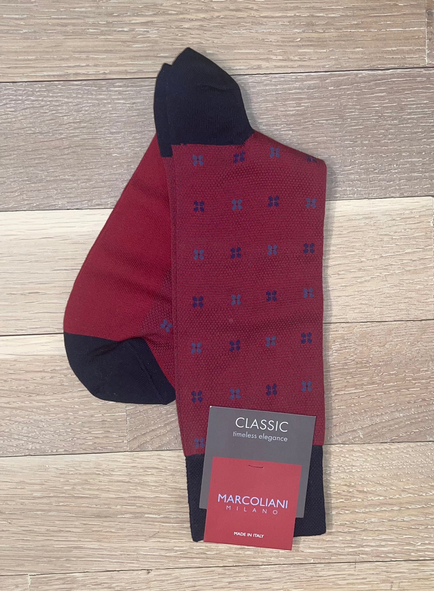 Marcoliani - Chaussettes en mélange de coton à motif floral - Rouge