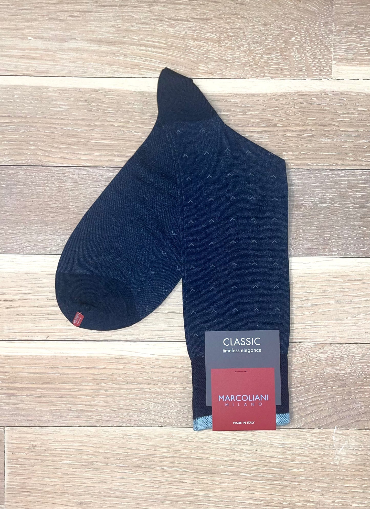 Marcoliani - Chaussettes en coton pima à motif Volo - Bleu Marine