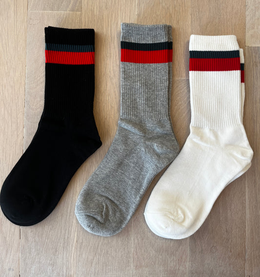 Limlim | Chaussettes bandes rouge et verte