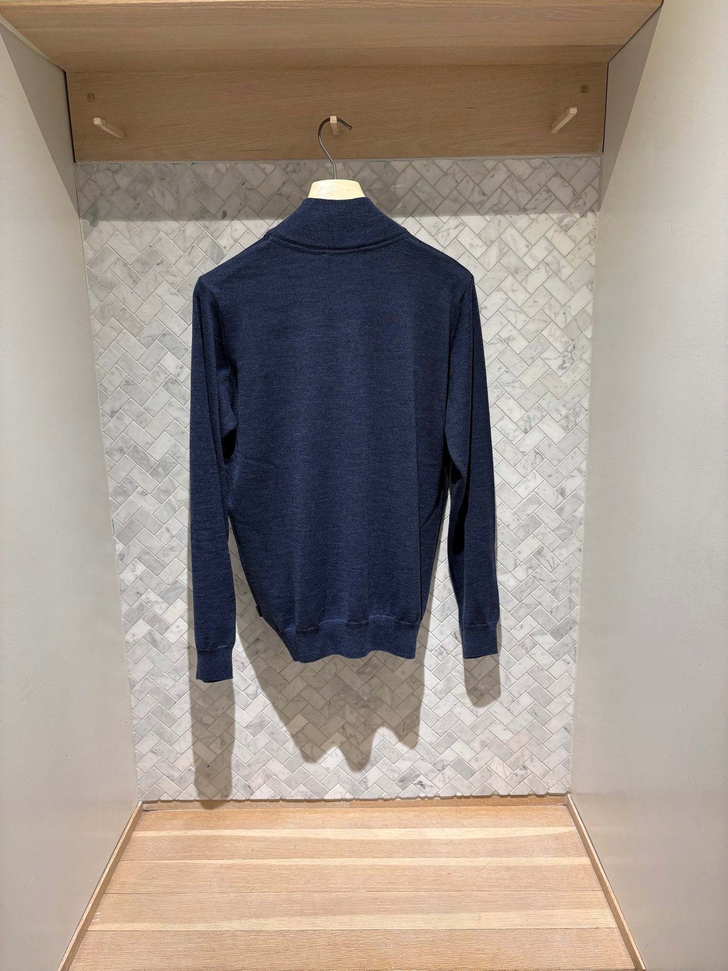 SAND Copenhagen | Pull zip en laine mérinos - Marine