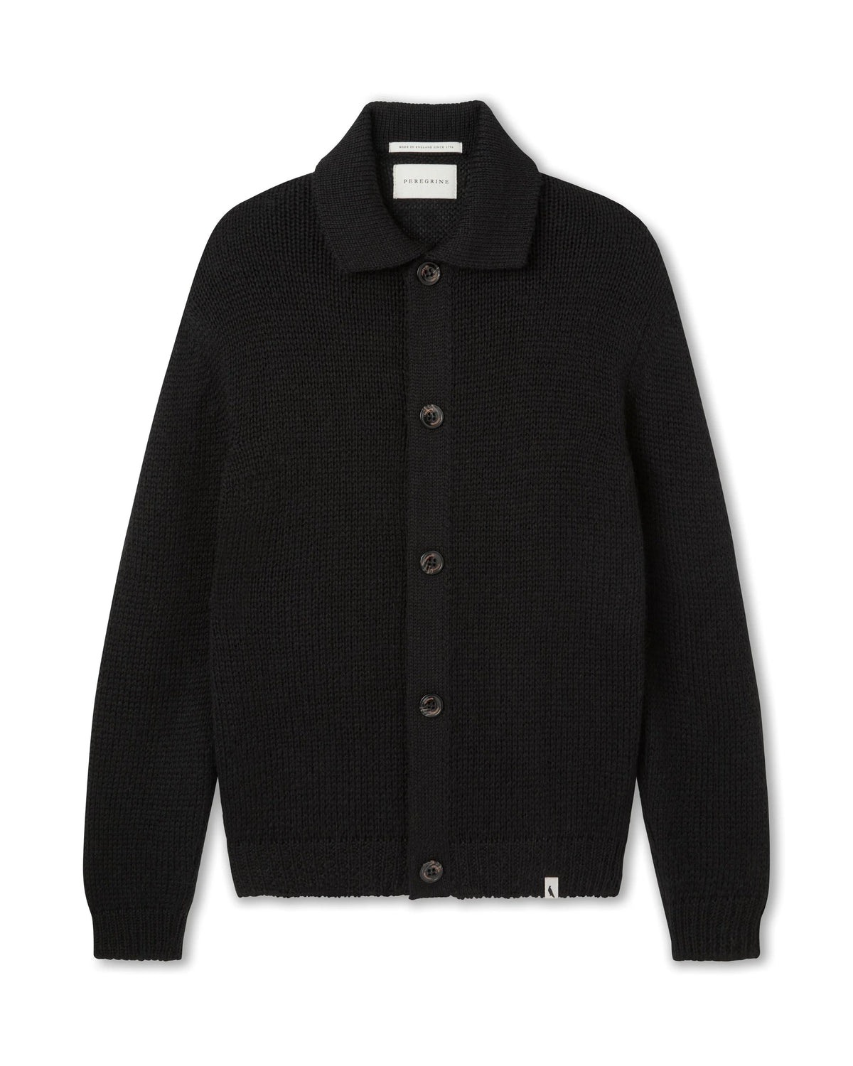 Peregrine | Pull boutonné en laine 'Bristol' - Noir