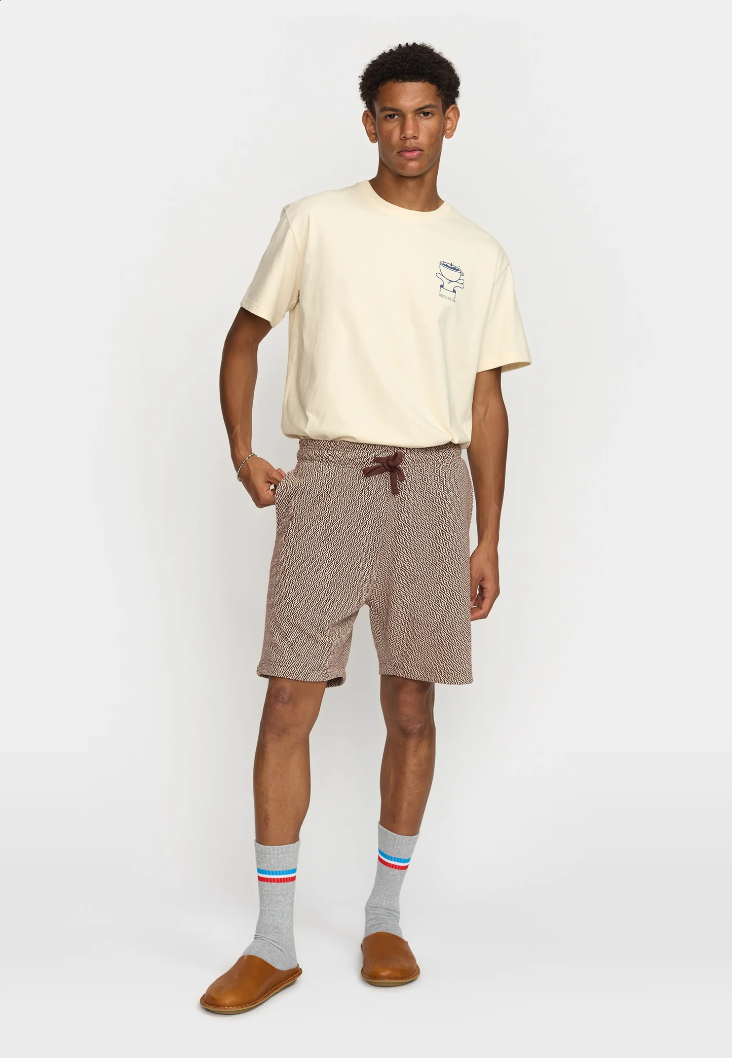 Revolution | Le short extensible Jaquard - Marron