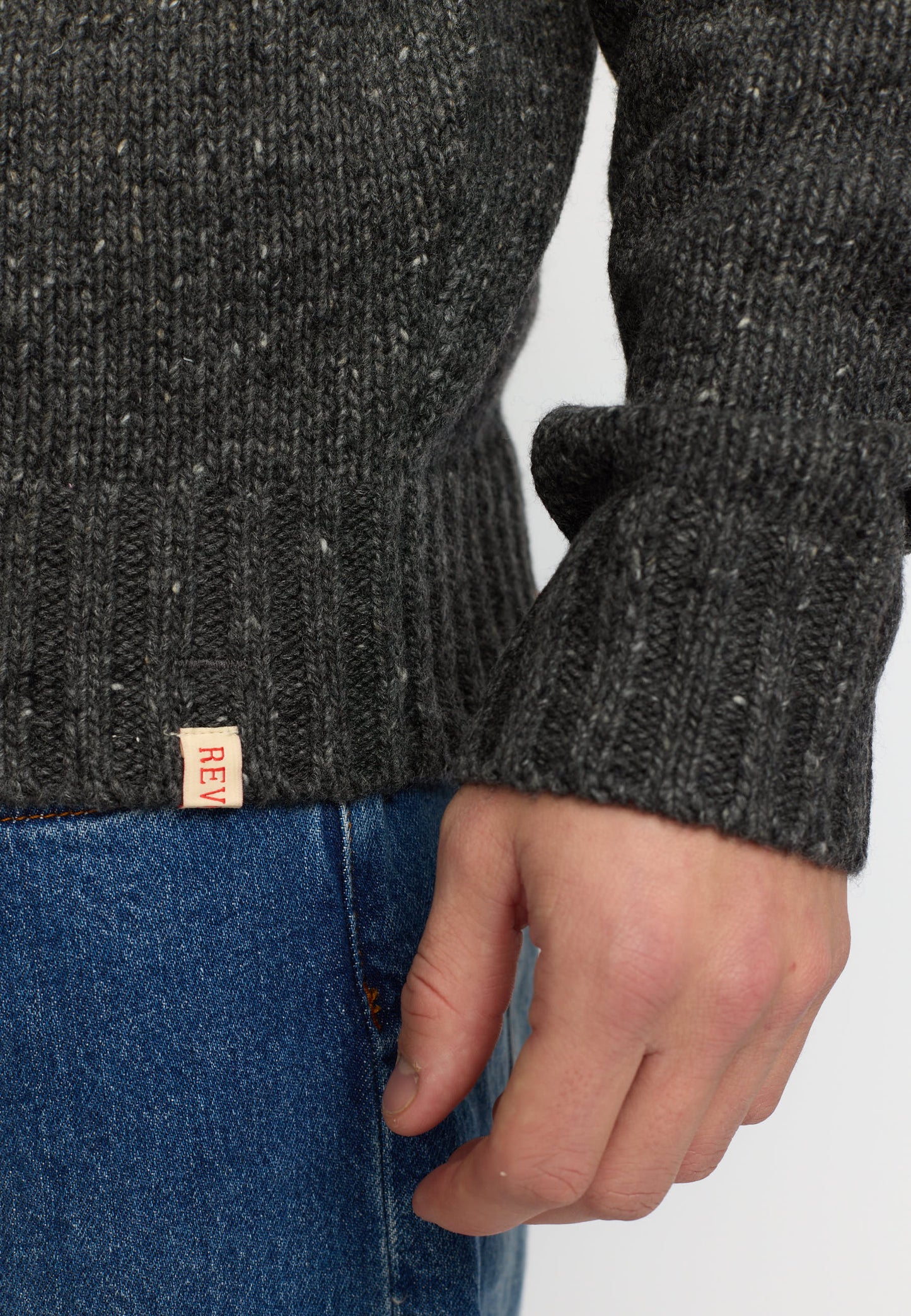 Revolution | Pull col rond en mélange d'alpaga - Noir/Gris