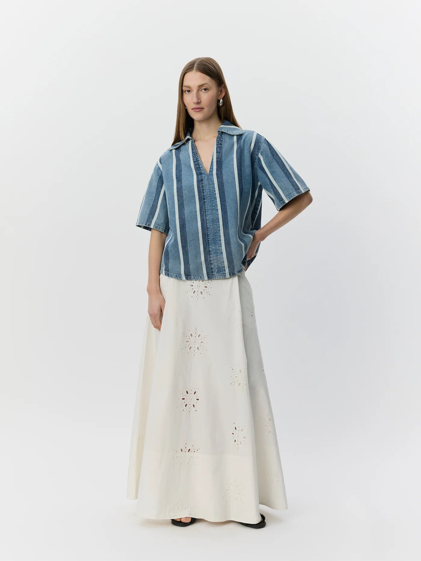 SOFIE SCHNOOR | Chemise en jean à rayures 'MAKISW' - Bleu