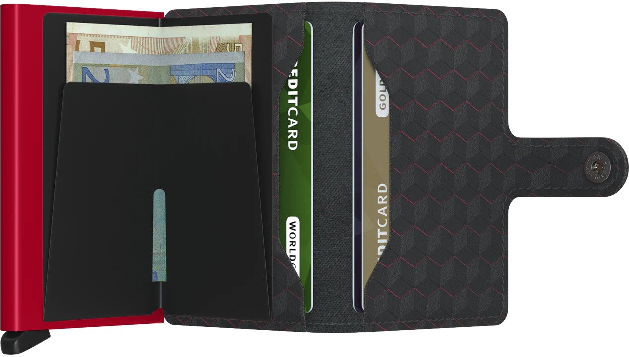 Secrid | Mini portefeuille style optique - Noir/rouge