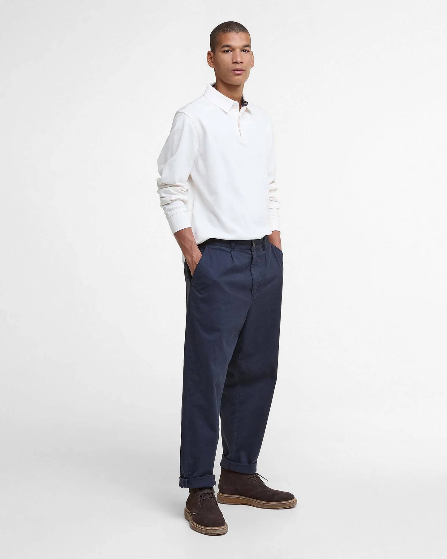 Barbour | Polo à manches longues ajusté ''Waketown'' - Blanc