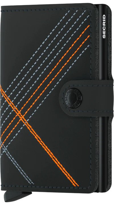 Secrid | Mini portefeuille style surpiqué linea - Noir/Orange