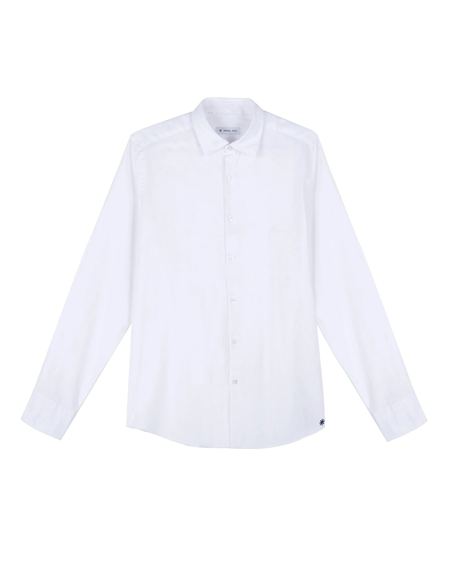 Manuel Ritz | Chemise slim fit en coton et lin délavée - Blanc