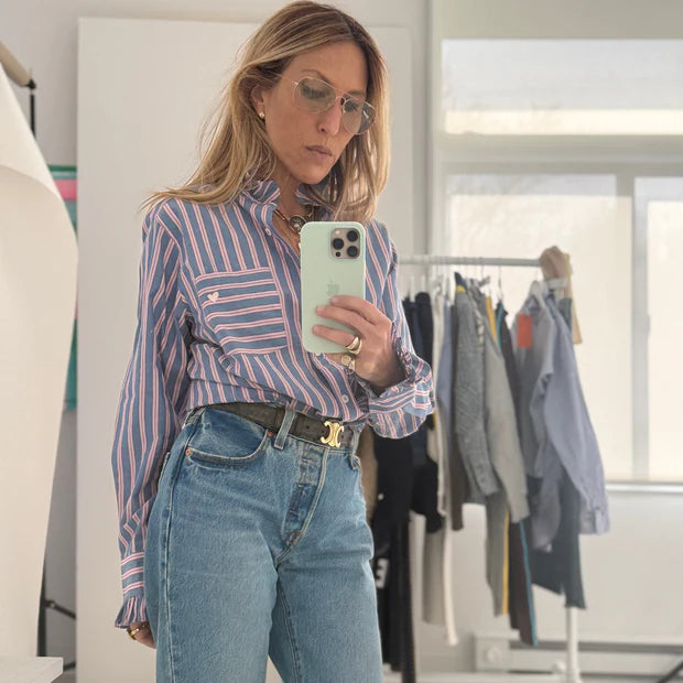 KERRI ROSENTHAL | Chemise "Mia"- Bleu et rose