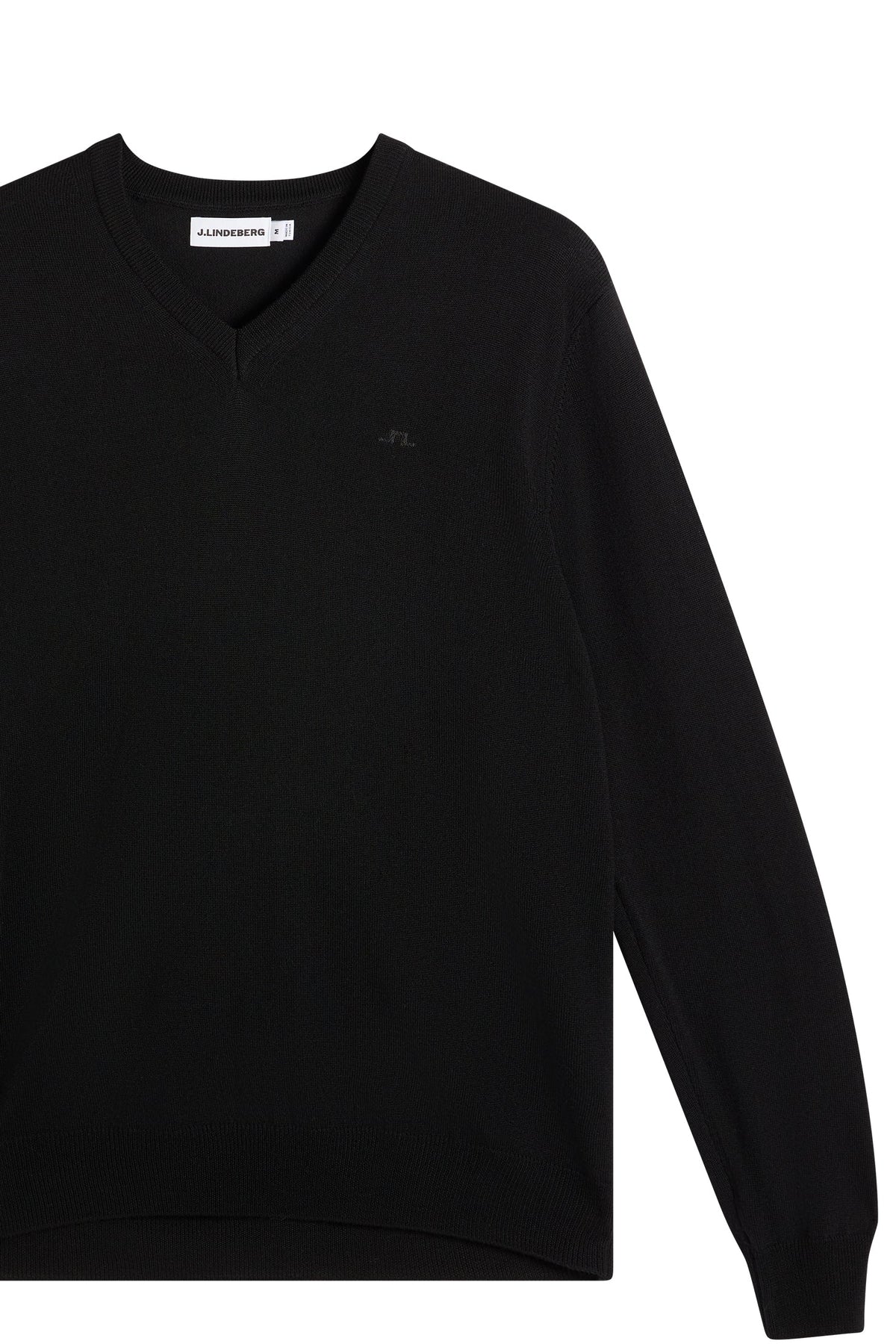 J.Lindeberg | Pull à col en V en maille fine - Noir