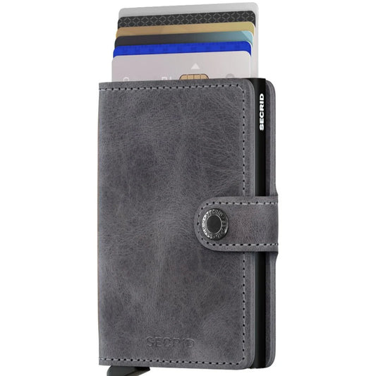 Secrid | Mini portefeuille cuir vintage - Gris/noir