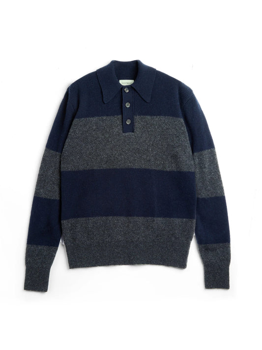 Oliver Spencer | Polo tricoté Wren Paxton - Navy/Charcoal
