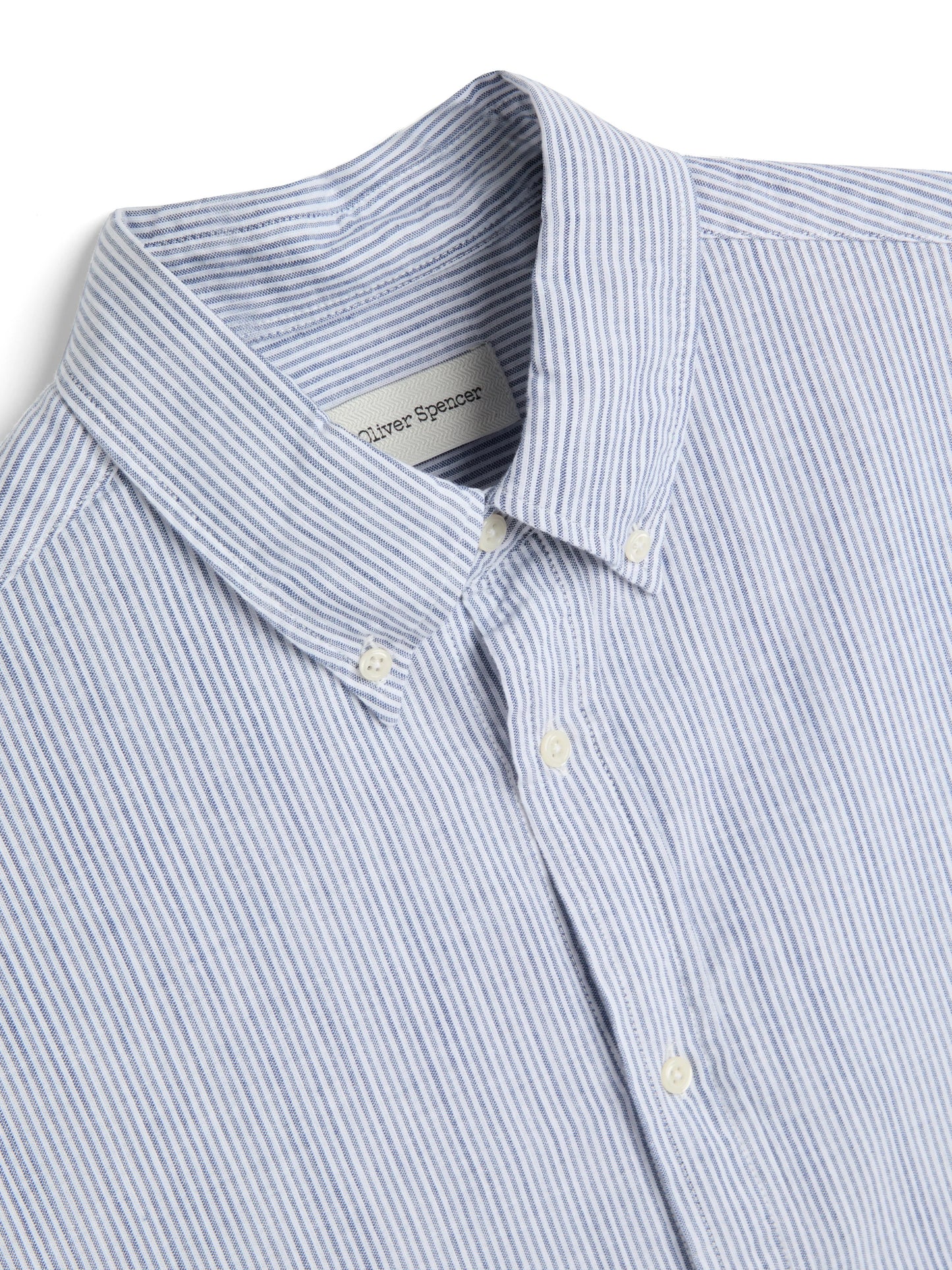 OLIVER SPENCER | Chemise à rayures bleu "Brook" - Blanc