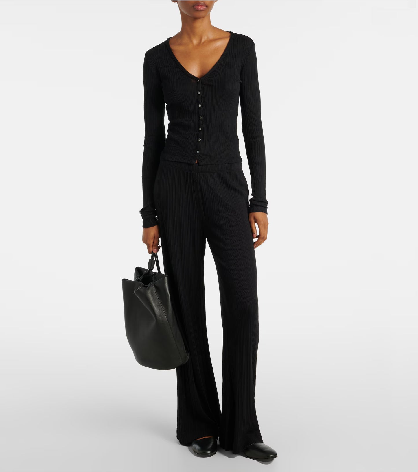 VELVET | Cardigan pointelle "DREW" - Noir