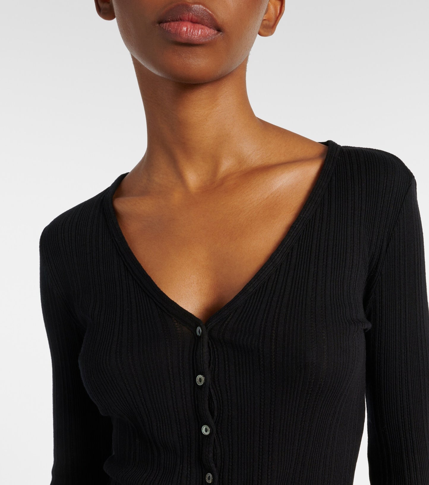 VELVET | Cardigan pointelle "DREW" - Noir