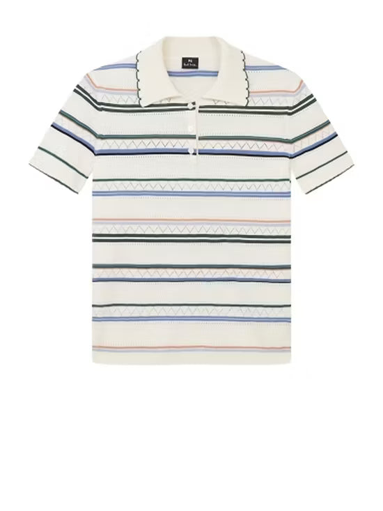 Paul smith | Polo en maille texturée rayée - Blanc cassé