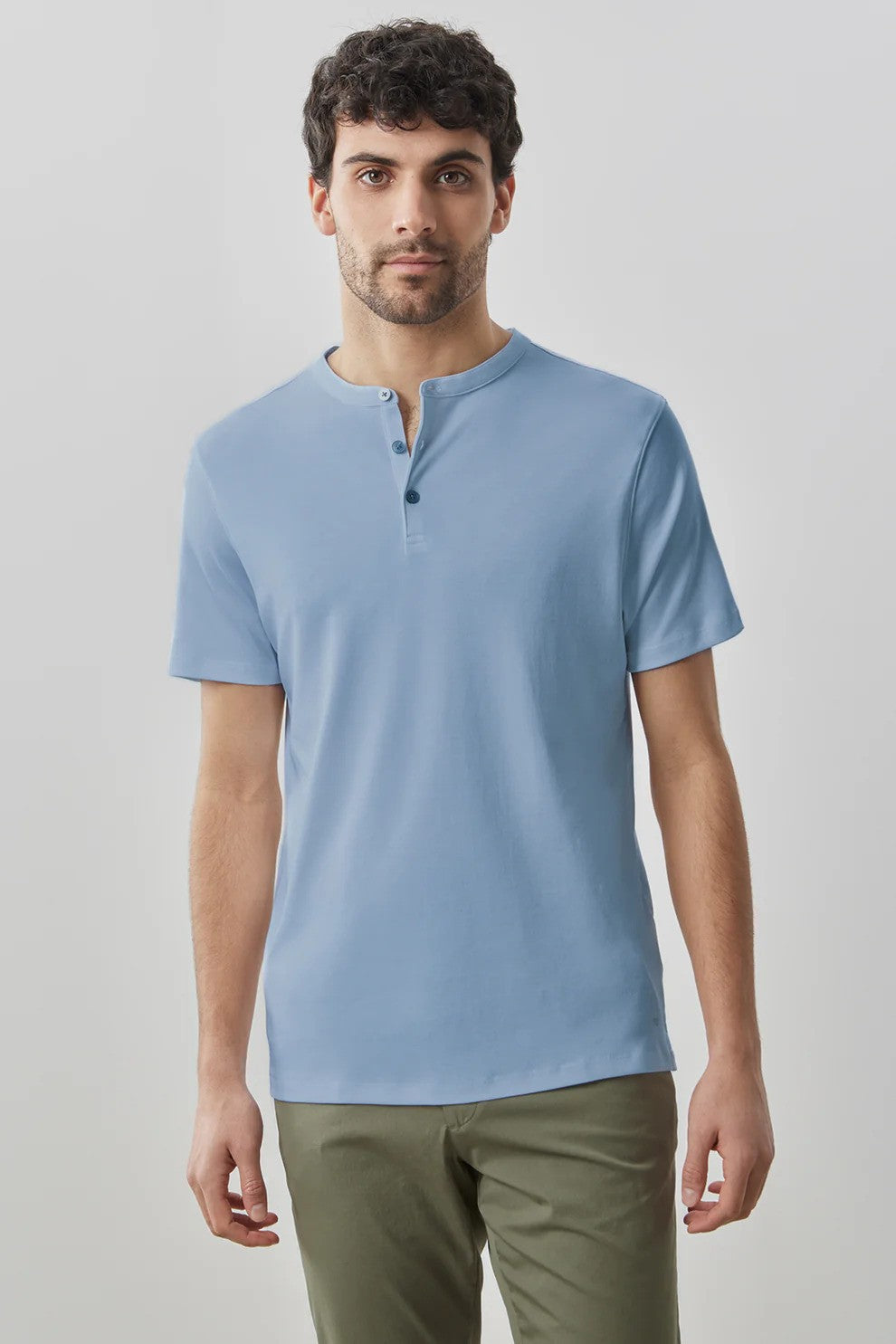Robert Barakett | Le T-shirt ''Barakett Henley'' - Bleu Douvres